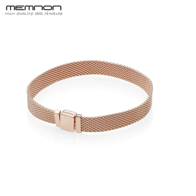 Rose gold plated Memnon браслетов reflexions для женщин ювелирные изделия 925 стерлингового серебра браслеты fit серебряный медальон для изготовления украшений своими руками, для женщин, хорошее ювелирное изделие - Цвет камня: Rose gold plated
