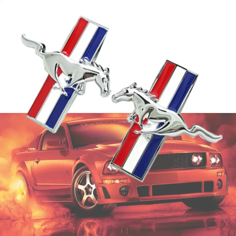 

3D 2PCs tik tok Door Fender Emblem Running Horse Auto Car Sticker Decals For Ford fiesta Mustang Badge Logo Car accessories