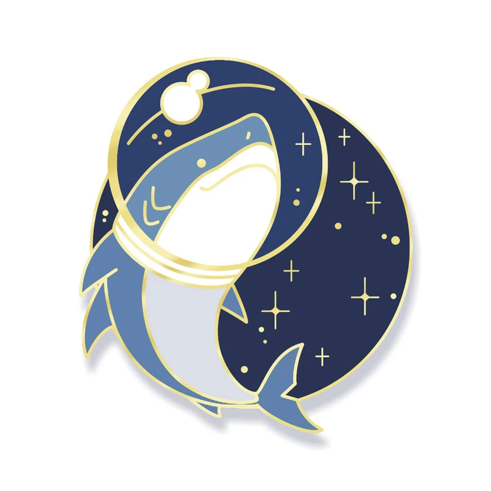 

Beautiful Space Shark Hard Enamel Pin Fashion Cartoons Animal Kawaii Fish Medal Brooch Lapel Hat Backpack Pins Decor Unique Gift