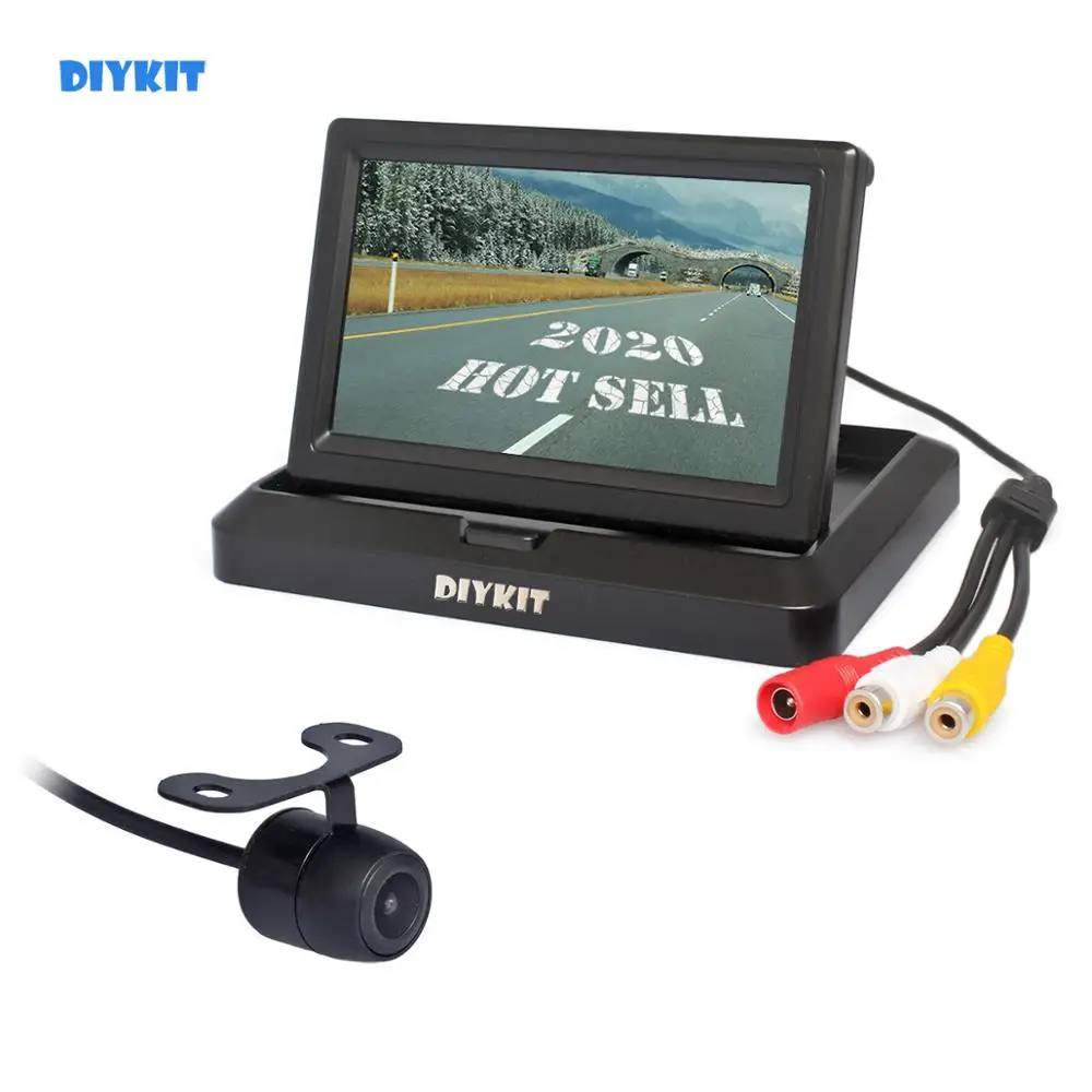 DIYKIT 5 дюймов складной монитор для автомобиля заднего вида водонепроницаемый автомобильный парковочная камера комплект