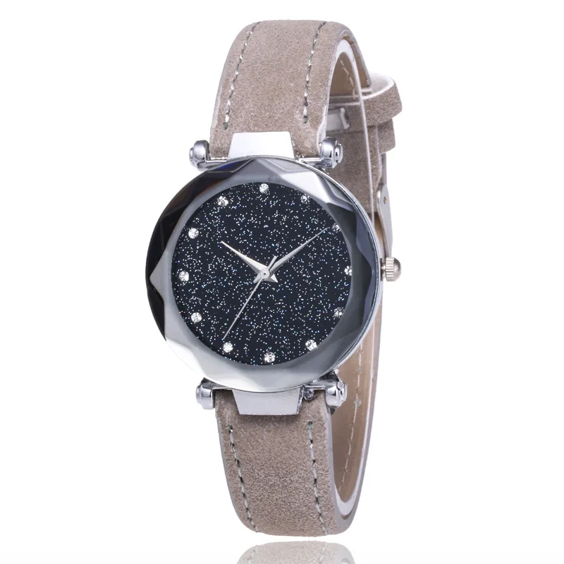 

New Style Korean-style Stars Diamond Set-Style Watch WOMEN'S Versitile Fashion Leather Belt Measuring Quartz Watch