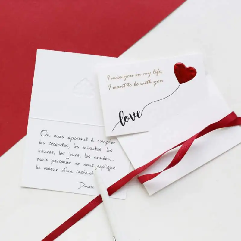  Romantic Solid Red Heart Greeting Card with Envelopes Valentine's Letter I Love You Forever Wedding - 4.00044E+12