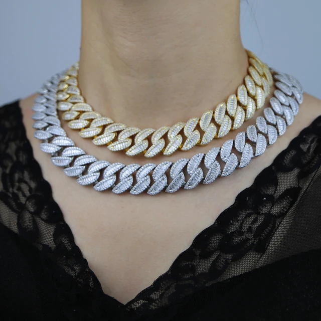 2025 New Iced Out Bling 20mm CZ Cuban Link Chain Necklace 5A