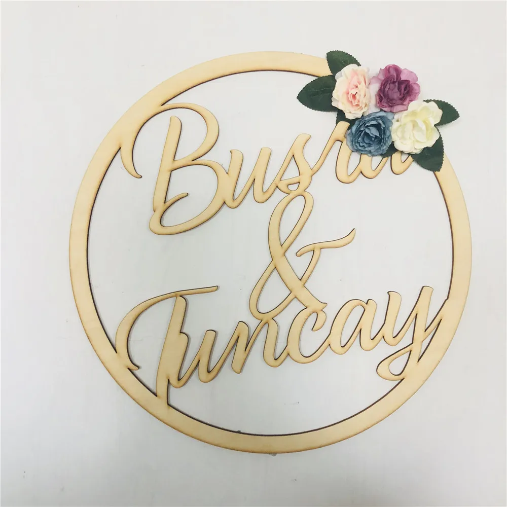 

Personalized Bride and Groom Name Wedding Wood Sign Custom Wooden Wedding Flower Decoration Wedding Party Gifts Photobooth Props
