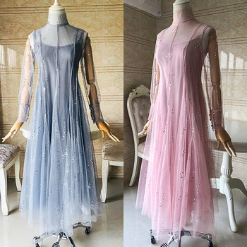 

2Pcs/set Pink Bridesmaid Dress Blue Elegant Tea-length Tulle Illusion Pink and Black Wedding Dress Party Prom Simple Vestido