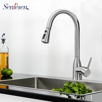 

Senlesen Copper Ktchen Sink Faucet Hot and Cold Double Handle Single Hole Kitchen Faucet Rotating Sink Faucet