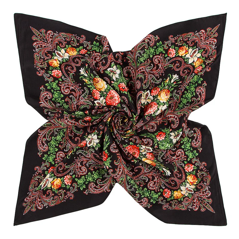 100 см зимний шарф люксовый бренд квадратный шарф женский дизайн цветок Пейсли платок бандана шарфы для женщин