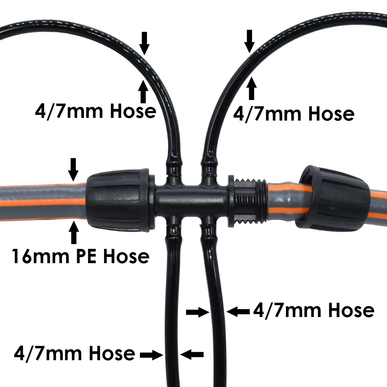 KESLA 16mm to 4/7mm Tubing Connector Garden Flower Irrigation Water Adapter 6-Ways PE Tubing to 1/4 Micro Hose Connector Joint