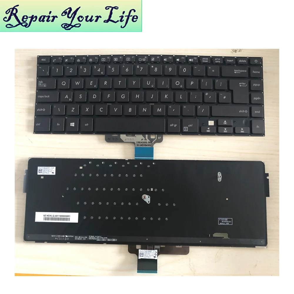 Teclado do Portátil para Asus Vivobook Inglês 0knb0-4626us00 Aexkgu01010 9z.ndxbq.401 Nsk-wk4bq Preto Backlight 15 X510uq uk Eua - Imagem 3