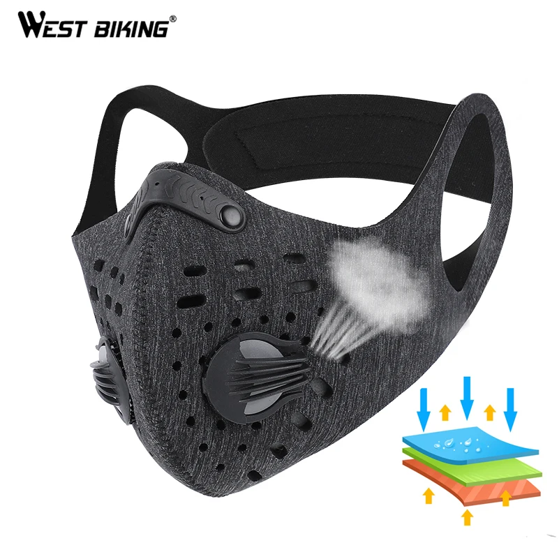 WEST BIKING Sport Face Mask Activated Carbon Filter Dust Mask PM 2.5 Anti Pollution Running Training MTB Road Bike Cycling Mask|Cycling Face Mask| |  - AliExpress