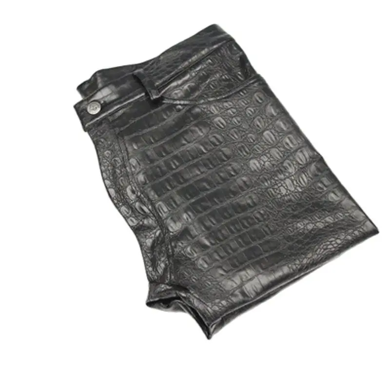 Men Trousers Leather Pants Skinny Pants Fad Imitate Crocodiles Texture Tight Trousers
