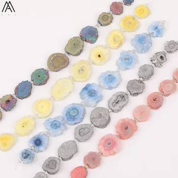 

Approx 9pcs/strand,Rainbow Titanium Freeform Slab Slice Sun Flower Druzy Geode Agates Loose Beads Jewelry Strands XFX-174AMCE