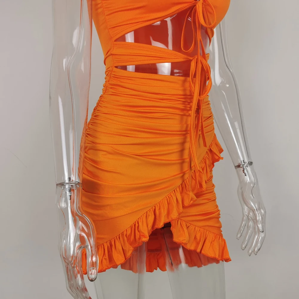 Cut out ruffle hem dress Clearance