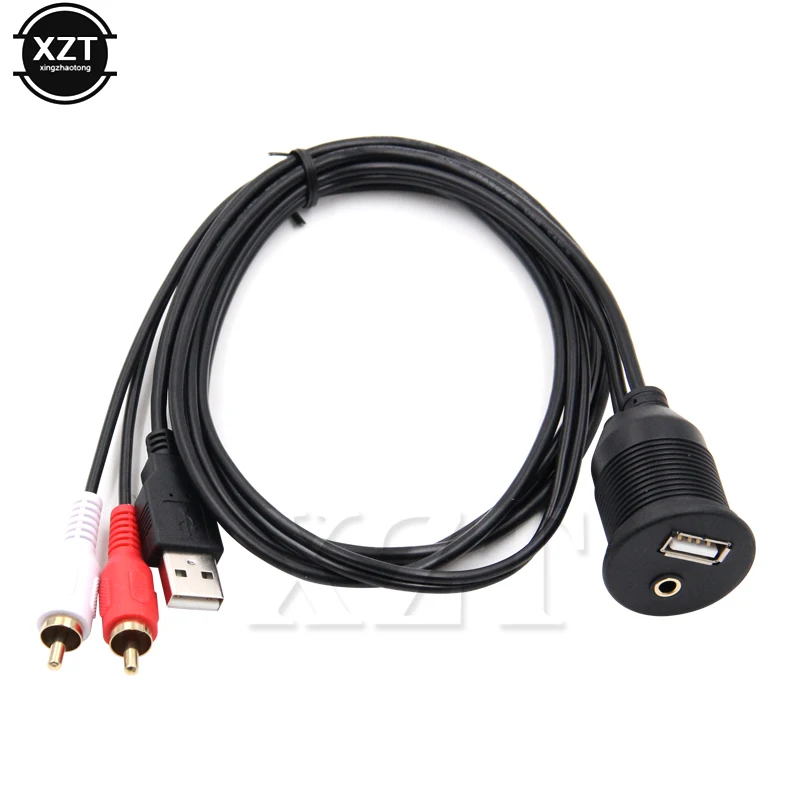 

1m 3.5mm Car Dashboard Flush Mount Panel USB 3.0 AUX RCA Extension Flush Mount Male to Female Cable Car Styling Dashboard