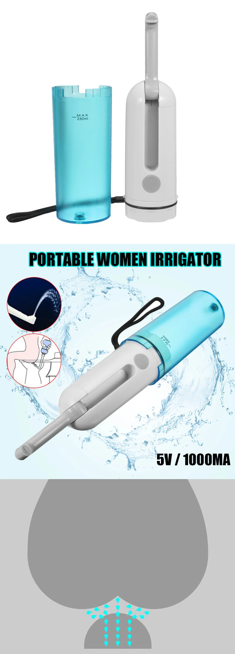 IPRee® Portable Electric Irrigator Handheld Bidet Travel Handy Sprayer Shattaf Toilet Wash Kit IPRee® Portable Electric Irrigator Handheld Bidet Travel Handy Sprayer Shattaf Toilet Wash Kit