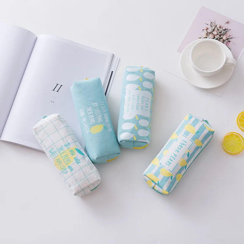 

New Canvas Fruit Pear Pencil Case School Pencil Cases For Girls Stationery Canvas Pencil Bag Box School Supplies Students Gifts