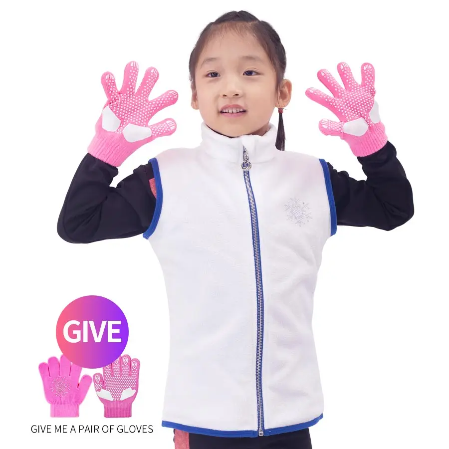 Figure skating clothing vest girls figure skating training cotton waistcoat outer wear children's plus velvet thickening thermal