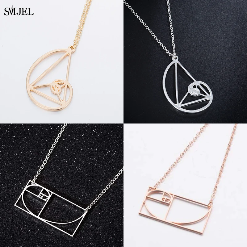 Punk Stainless Steel Necklace Fibonacci Golden Ratio Pendant Necklaces Spiral Jewelry Science Graducation Gift | Украшения и