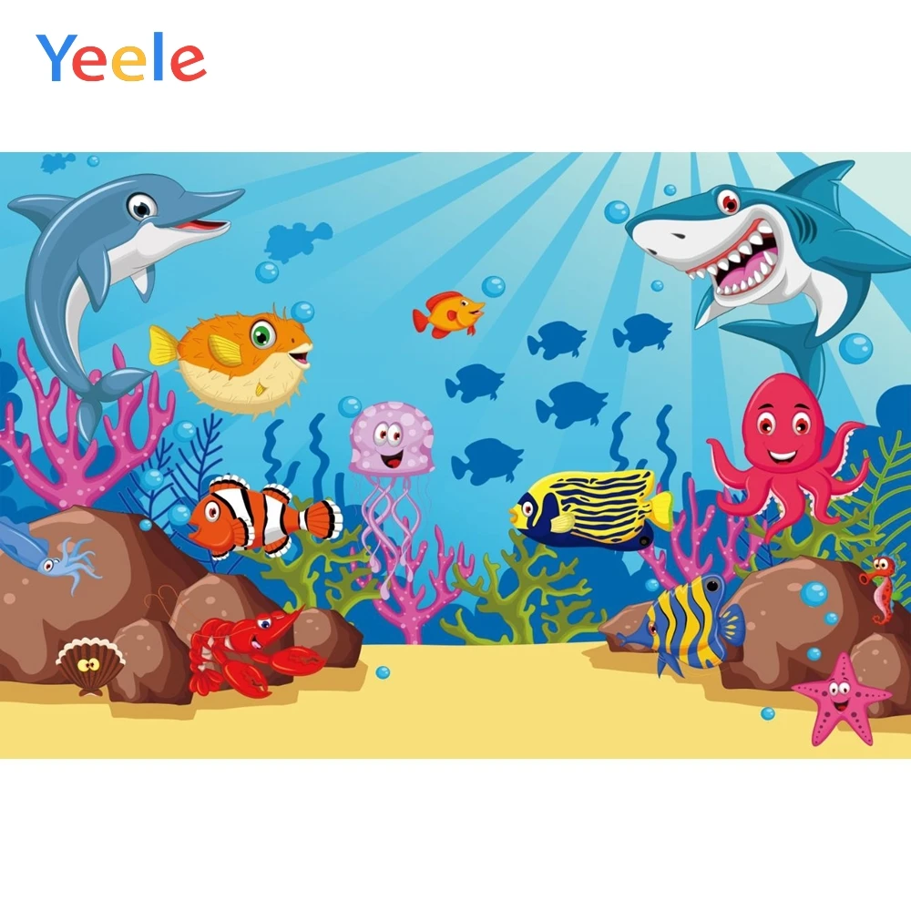 Yeele подводный мир Акула Корона Коралл ребенок день рождения фотографии задний план индивидуальные фотографические фоны для фотостудии - Цвет: NBK17770