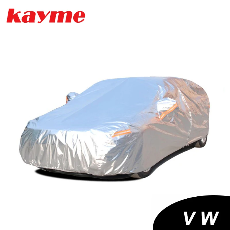 Kayme aluminium Waterproof car covers super sun protection dust Rain car cover full universal auto suv protective for Volkswagen