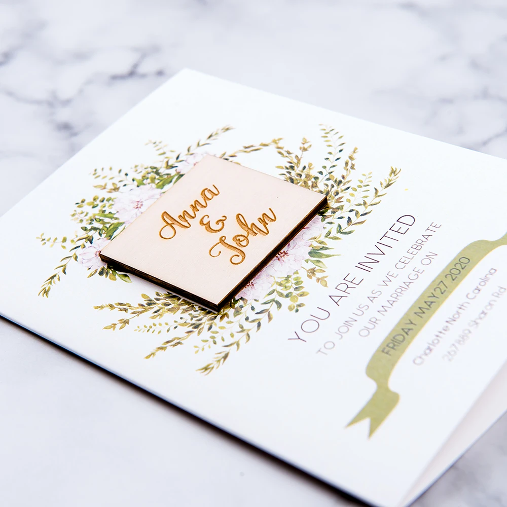 c30-wedding decoration Invitation Card, Customized Invitation Card, High-end Paper Card, simple style,Wooden greeting cards