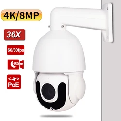 Mini caméra de surveillance dôme PTZ 8MP/4K HD, dispositif de sécurité sans fil, étanche IP66, avec Zoom optique 36X, codec H.265 et système infrarouge (150M) 