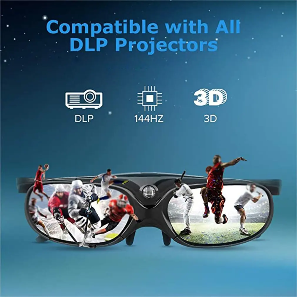 4pcs 3D Universal Glasses For Xgimi Z3/Z4/Z6/H1 Nuts G1/P2 Active Shutter 96-144HZ Rechargeable BenQ Acer And DLP LINK Projector