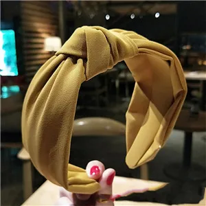 yellow Поставка тканей узел винтажные женские повязки для волос широкие повязки для девушек женские аксессуары для волос - Цвет: yellow