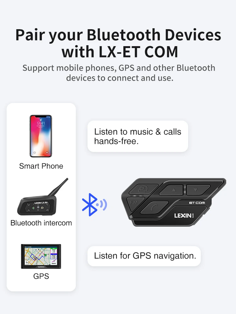 2 шт. Lexin ET Com мотоцикл с внутренней телефонной связью Bluetooth 5 0 Шлемы гарнитуры