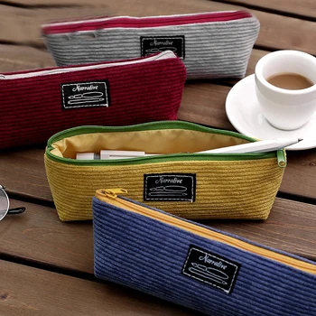 

Coloffice Corduroy Color Pencil Bag Janpanese Style Simple Fashion Generous Handbook Stationery Bag High Quality Pencil Case 1PC