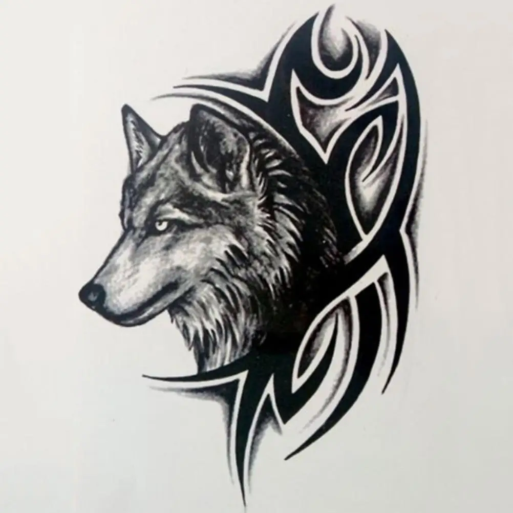 Wild Wolf Temporary Tattoo Sticker Men Women Black Animal Waterproof Tattoo Water Transfer Fake Tattoo