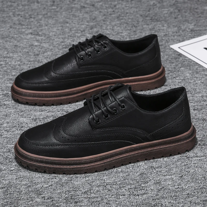 classical brogue oxford for men italian designer elegant male dress footwear trend work office leather casual flats for man shoe (37)