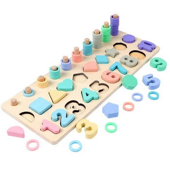 

Hot New Math Toys Preschool Wooden Montessori Toys Count Geometric Shape Cognition Match Baby Early Education Teaching Aids N10