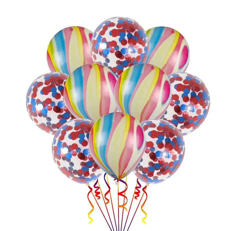 10 шт радужные воздушные шары Цвета Агата золотой розовый воздушный шар "Конфетти" Свадебный день рождения декоративный латексный шар надувные воздушные шары - Цвет: mix