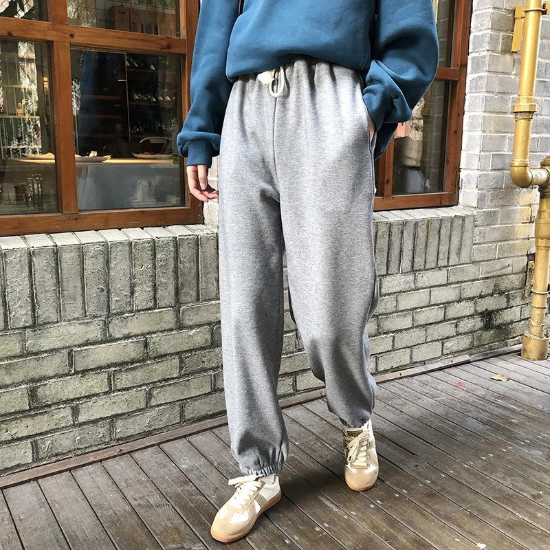 

Clothes For Womans 2020 New Women Pants Plus Fleece Sweatpants Joggers Korean Version Loose Thick Waistband Warm Casual Trousers