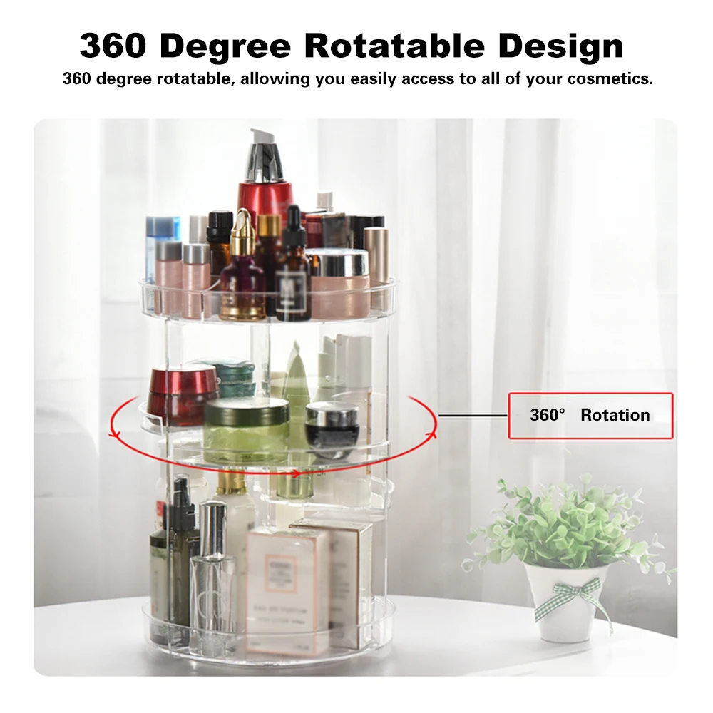 Multi Functional Cosmetic Storage Box Display Holder Acrylic Makeup Case Organizer 360 Degree Rotation DIY Adjustable 3