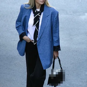 

Women Coat 2019 Autumn and Winter Cotton Blend Wild Double-breasted Casual Suit