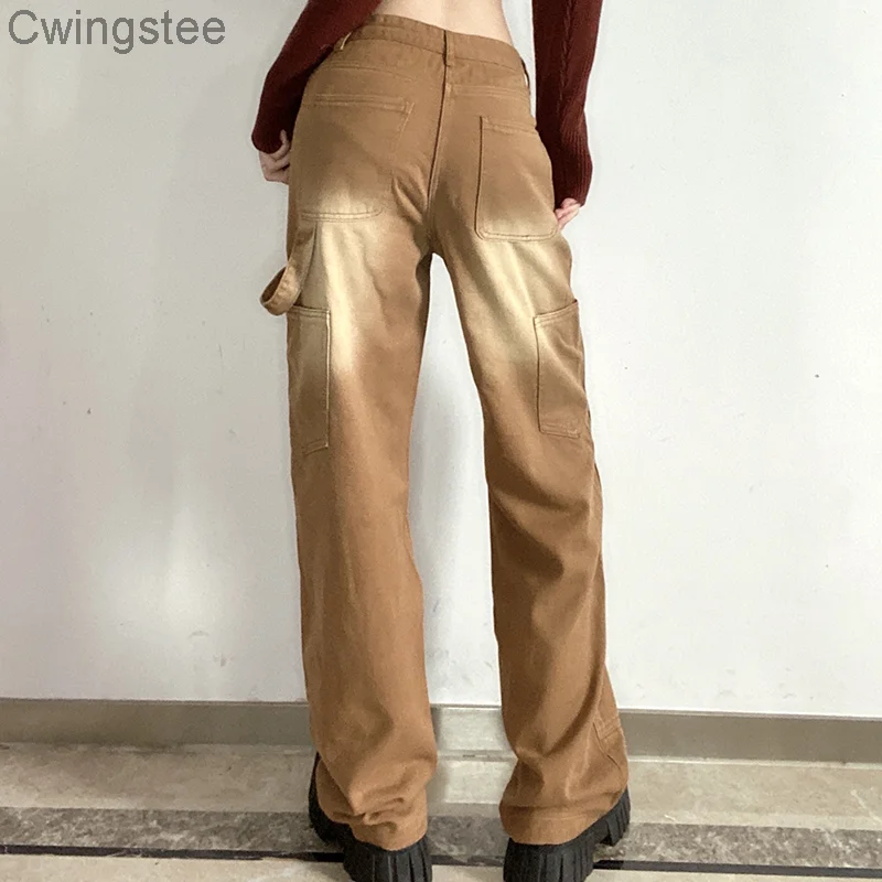 Jeans Kargo Coklat Cetak Tie Dye 