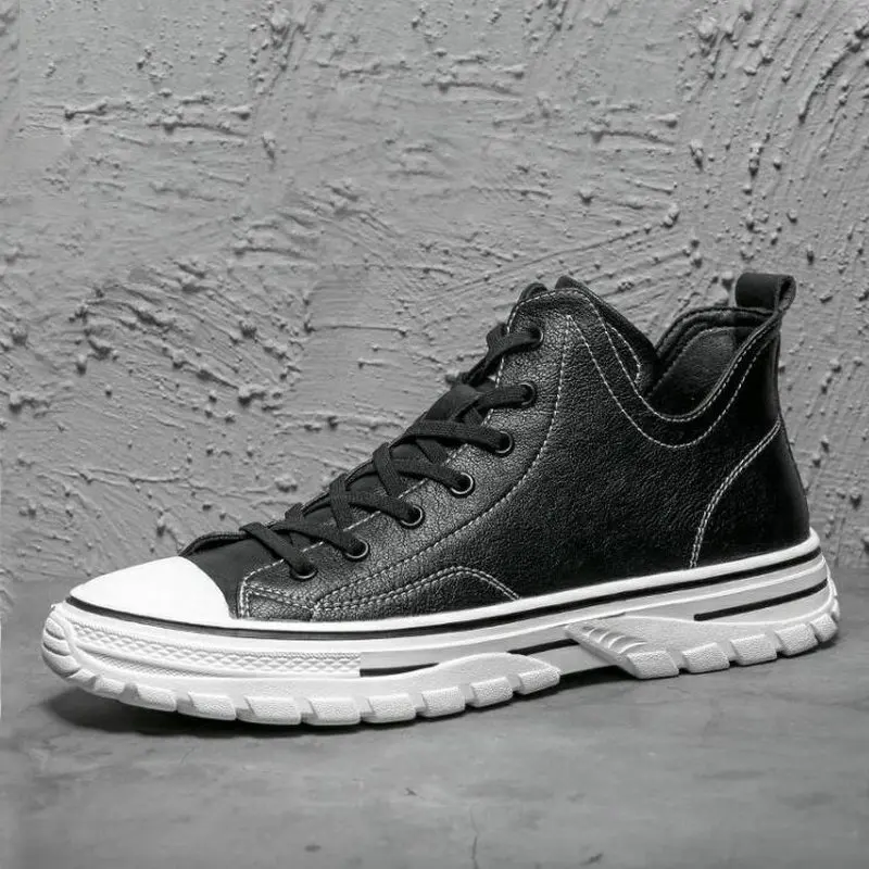 

New Genuine Leather high top sneaker shoes High quality Sneakers Men Casual Shoes Zapatillas Hombre A56-87