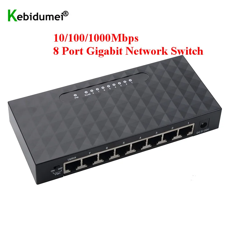 10/100/1000Mbps 8 Port Gigabit Network Switch Gigabit Ethernet Network Switcher RJ45 Lan Hub High Performance Ethernet EU Plug 1