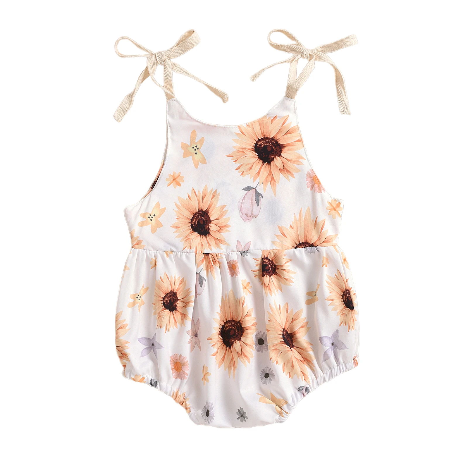 0-24M Newborn Infant Baby Girl Sun Sunflowe Print Sleeveless Romper Jumpsuit Summer Toddler Clothing Baby Bodysuits for girl  Baby Rompers