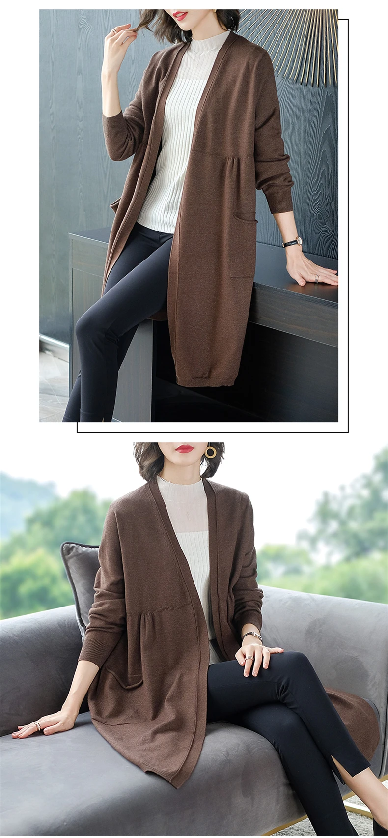 XJXKS Women Long Plus Size Sweater Autumn High Quality Knitted Cardigan Comfortable Elegant Warm Women Fall Clothing