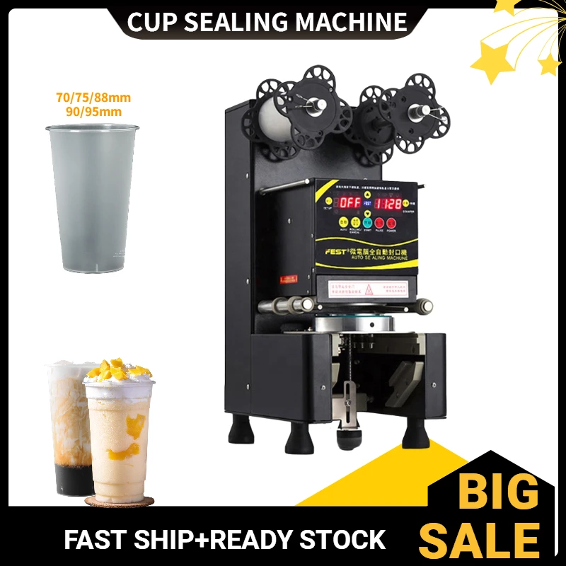 

Automatic Drink Cup Sealer Milk Tea Shop Plastic Paper Cup Sealing Machine