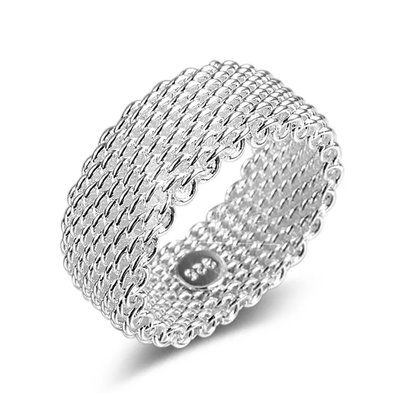 

925anillos Silver Ring Simple Fashion Ring Net Unique Design Network Woman Ring Character Charm Vintage Rings Party Jewelry