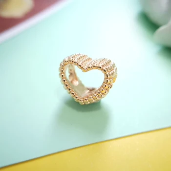

925 Sterling Silver Heart-shaped Beads Rose Gold Suitable for women to wear Fit Original silver DIY Jewelry