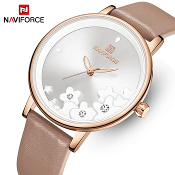 

NAVIFORCE Women Watches Top Brand Luxury Fashion Unique Flower Design Wrist Watch Girl Dress Ladies Watch Quartz Montre Femme