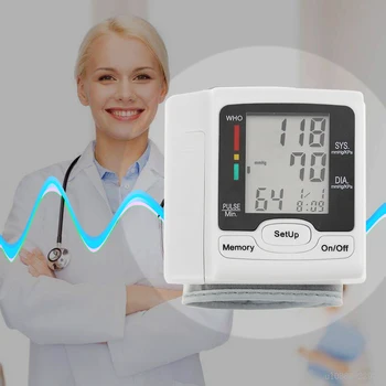 

LCD Display Blood Pressure Monitor Tonometer Tensiometer Automatic Digital Pulsometer Sphygmomanometer Family Diagnostic-Tool