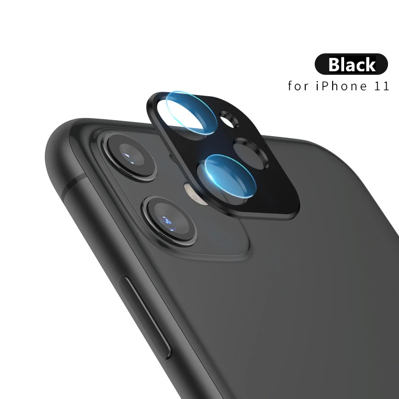 2 в 1 защита объектива камеры для iPhone 11 металлическое защитное кольцо и крышка объектива для iPhone 11 Задний защитный чехол для камеры - Цвет: Black