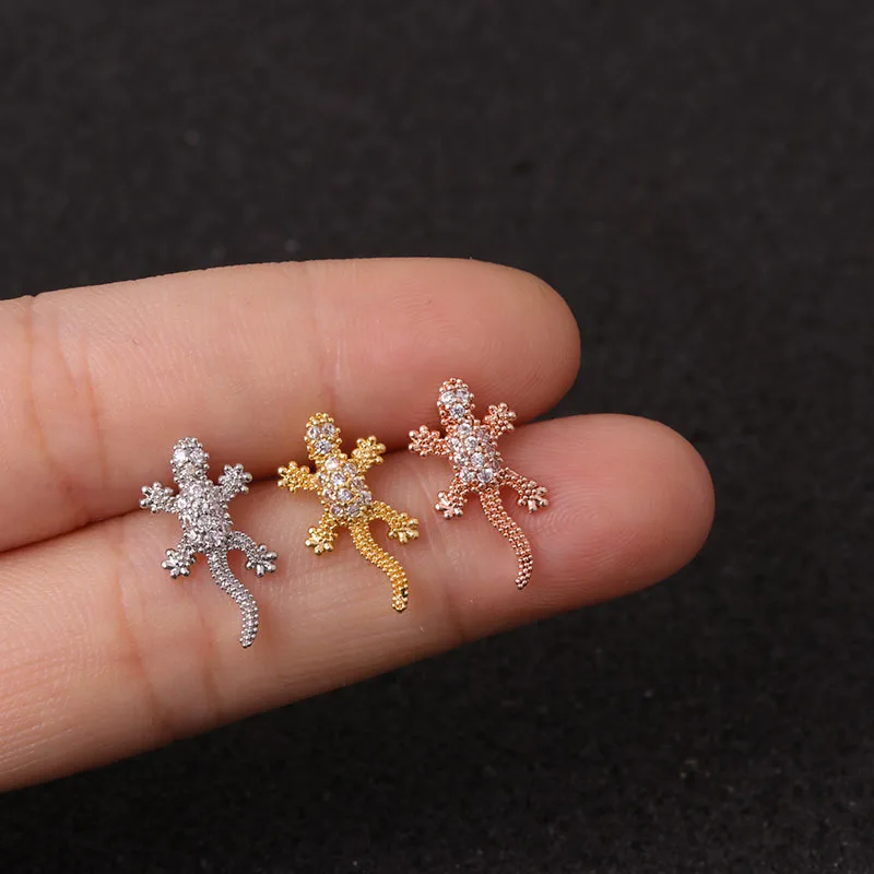 New Rose Gold Color Plants And Animals Cz Cartilage Earring Conch Rook Lobe Tragus Stud 20g Helix Piercing Jewelry