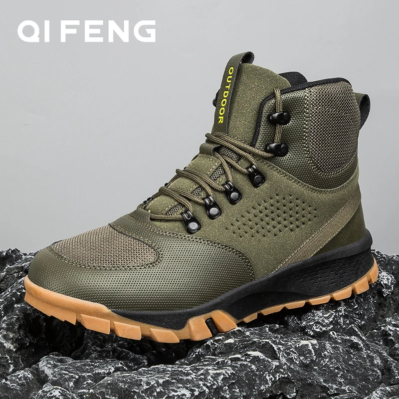 Winter Men Black Hiking Boots Hight Sneakers Fashion Footwear Shoes Trendy Outdoor Shoes Mountain Shoes Climbing - Shoes - AliExpress